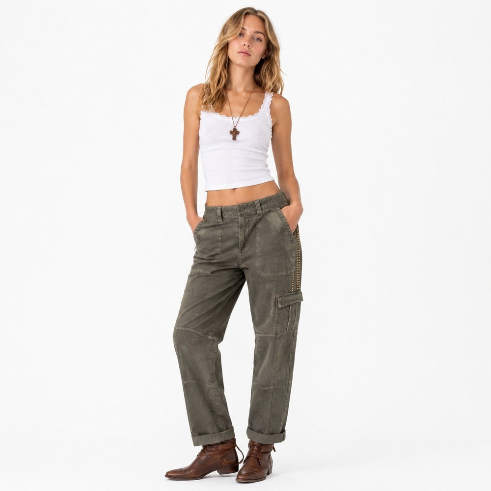 Sundance Olive Green Cargo Jumpsuit Pants